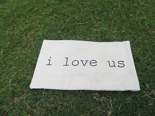 2Pcs I Love Us Words On Linen Hemp Cushion Covers Throw Pillow C