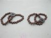 12 Brown Elastic 2-loop Plastic Beaded Bracelets
