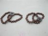 12 Brown Elastic 2-loop Plastic Beaded Bracelets 12 Brown Elastic 2-loop Plastic Beaded Bracelets