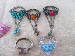 (image for) 6Pcs Vintage Rhinestone Bangle Bracelet Fashion Jewellery