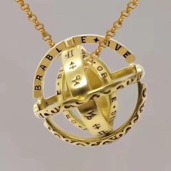 (image for) 6Sets Creative Silver & Golden Rotatable Astronomical Ball Necklace