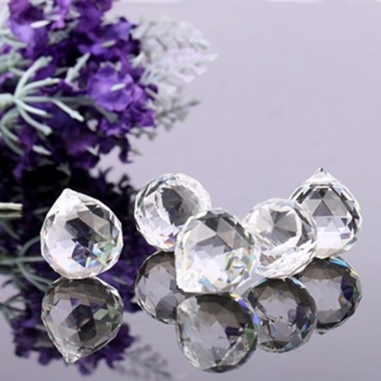 34Pcs Clear Crystal Ball Prism Pendant for Suncatcher 30x35mm - Click Image to Close