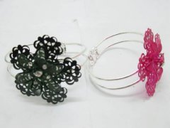 12 Plum Flower Bangles with Rhinestone Mixed Color