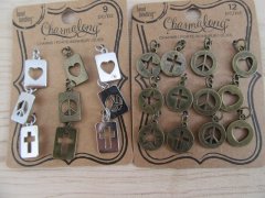 (image for) 12Packets Peace Cross Heart Charms Pendants Assorted Retail Pack