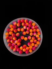 (image for) 1080Pcs Pink & Orange Round Acrylic Rubber Beads 8mm for Jewelry Making