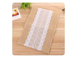 30x275cm Burlap Hemp Lace Table Runner Cloth Wedding Party Favor (image for) 30x275cm Burlap Hemp Lace Table Runner Cloth Wedding Party Favor