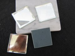(image for) 112Pcs Square Cube 40mm Glass Mirror Beads Decor Iron On Flat Ba
