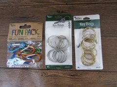 (image for) 12Sheets Split Key Rings Carabiner Keychains Assorted