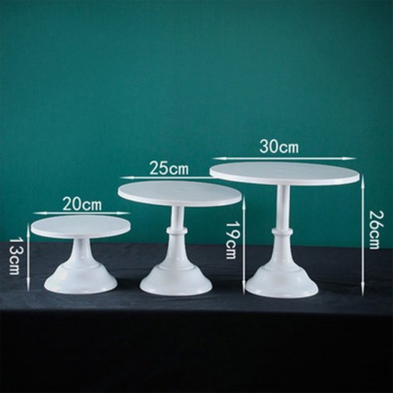 1Pc 3in1 White Round Cake Stand Pedestal Display Wedding Party - Click Image to Close