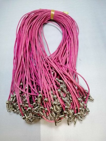 100 Fuchsia Waxen Strings With Connector For Necklace - Click Image to Close