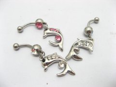 (image for) 12 Dolphin Rhinestone Belly Body Piercing er-b44