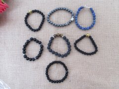 (image for) 12Pcs Elastic Gemstone Beaded Bracelets Mixed Color