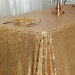 (image for) 1Pc Sparkly Gold Sequin Table Cloth Cover Backdrop Wedding Party
