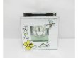(image for) 10X Glass Tea Light Holder Yellow Flower Butterfly
