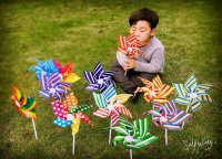 50 Plastic Stripe Colourful Flower DIY Windmill Outdoor Toys