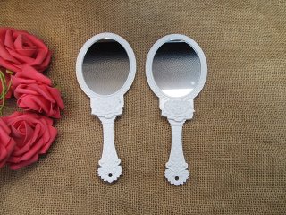 (image for) 12Pcs Floral Repousse Vintage Mirror Oval Hand Held Makeup