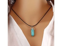 (image for) 10X Turquoise Pendant Hexagon Prism Beads Charms for Necklace