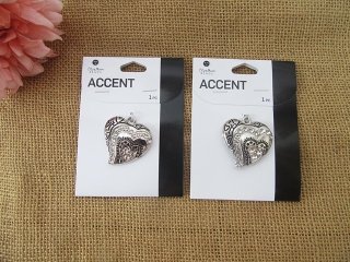 (image for) 3x3Pcs Accent Heart Charms Pendants Beads for Jewellery Making