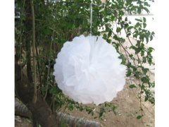 (image for) 10 White Tissue Paper Pom Poms Wedding Party Decoration 20cm Dia