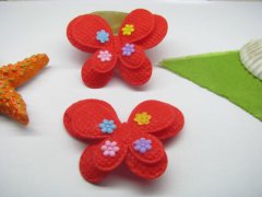 (image for) 200 Cute Red Non-woven Fabrics Padded Butterfly Embellishments