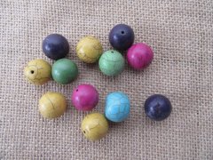 (image for) 50Pcs Round Gemstone Beads 18mm Dia. Mixed Color