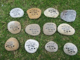 12Pcs Inspirational Message Scripture Etched Riverstone Rocks (image for) 12Pcs Inspirational Message Scripture Etched Riverstone Rocks