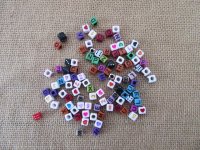 500Grams Plastic Cube Alphabet Letter Beads Assorted
