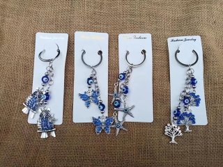 6Pcs Blue Collectibles Key Chain Keyring Various Design