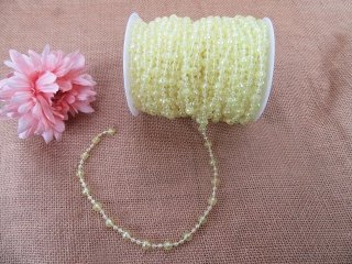 (image for) 1Roll X 19m Clear Yellow AB Color Ball Beaded Chain for Craft