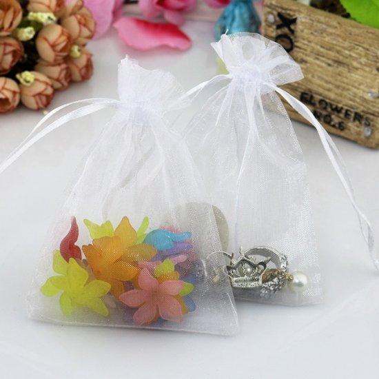 100 White Drawstring Jewelry Gift Pouches 12x8.5cm - Click Image to Close