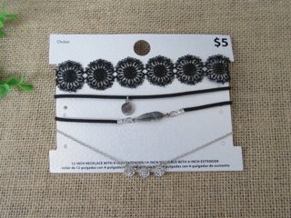 12Sheets X 4Pcs Fashion Choker Pendant Chain Necklace Jewelry As