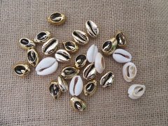 (image for) 100Pcs Natural & Golden Shell Pendants Beads Wedding Decoration