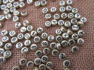 950 Golden Flat Round Alphabet Letter Beads 6mm with Can