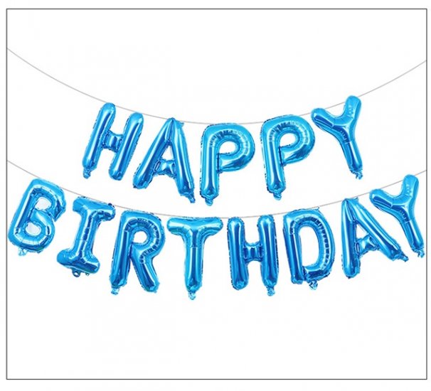 1Set Blue Happy Birthday Letters Foil Balloon Set Party Favor - Click Image to Close