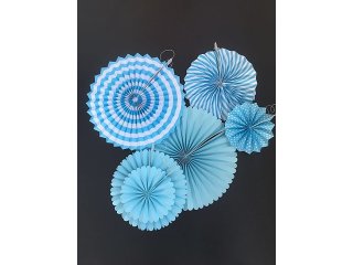 1Set X 6Pcs Blue Tissue Paper Fans Decorations Kit Wedding Brida