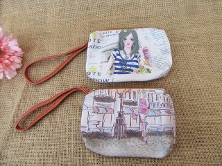 10Pcs Handy Coin Bag Pouch with Zipper Wrist Strap Assorted