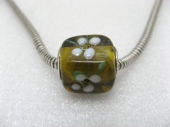 50 Coffee Murano Flower Cubic Glass European Beads be-g278 50 Coffee Murano Flower Cubic Glass European Beads be-g278