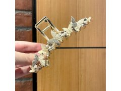 (image for) 1Pc Large Golden Hair Clamp Hair Claw Hair Clips w/White Beads