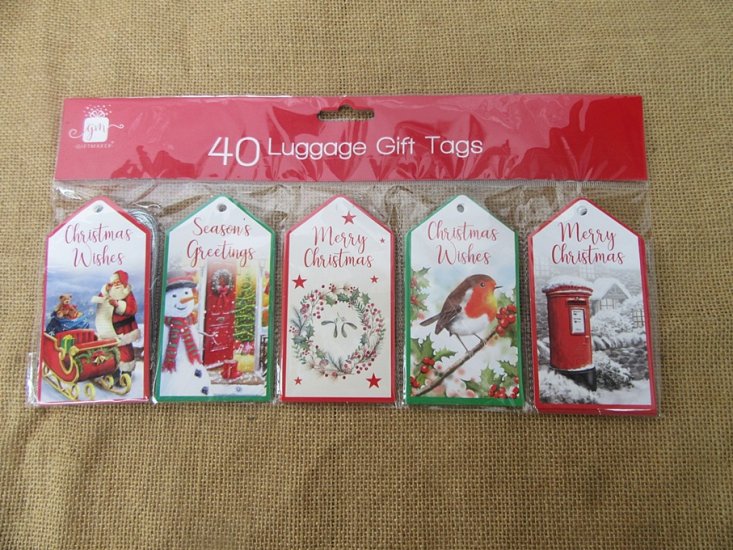 40Pcs Christmas Card Gift Tags/ Present Tags Assorted 11x5.5cm - Click Image to Close