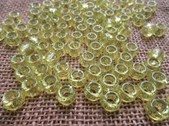 (image for) 500g Transparent Yellow Barrel Pony Beads Loose Bead 8mm