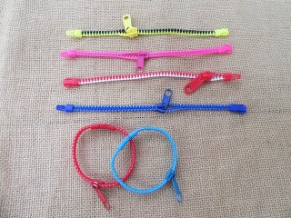 50Pcs Funny Zipper Bracelets Mixed Color Wholesale 5mm Wide
