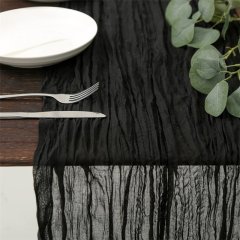 (image for) 1Pc Black Rustic Sheer Table Runner Chair Sashes Wedding Favor