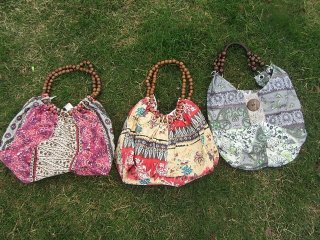 (image for) 1Pc New Tibet Style Handbag Hippie Bag with Wooden Beads Handle