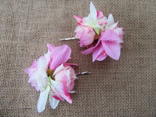 10Sheets X 2Pcs Hair Clips Barrette with Rose Lily Flower