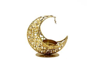 (image for) 1Pc Creative Gold Three-Dimensional Moon Candlestick Home Decor