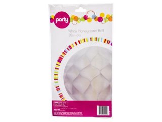 (image for) 14Pcs White Honeycomb Ball Tissue Paper Pom Poms Party Lantern