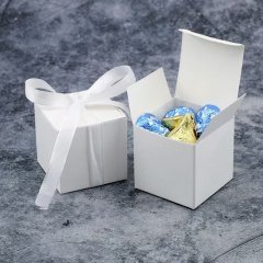(image for) 30Pcs White Plain Chocolate Macron Candy Bomboniere Boxes Wedding Favor 75x75mm