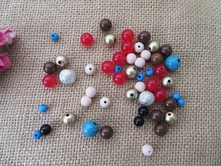 250g Colorful Various Size Round Plastic Beads Mixed Color