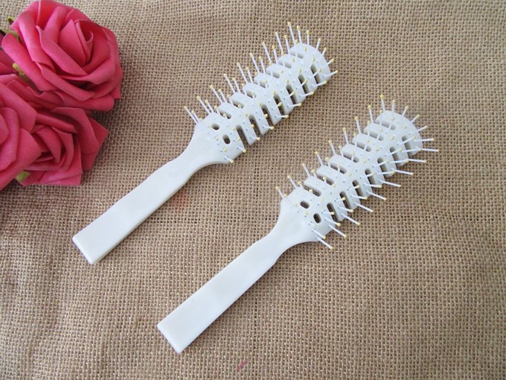 12Pcs New White Plastic Hairbrush Combs - Click Image to Close