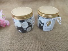 3Canned x 260Pcs White and Black Plastic Craft Sewing Buttons